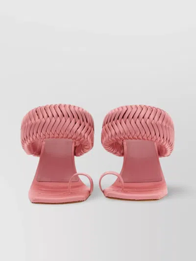 Gia Borghini Square Toe Braided Strap Sandal In Pink