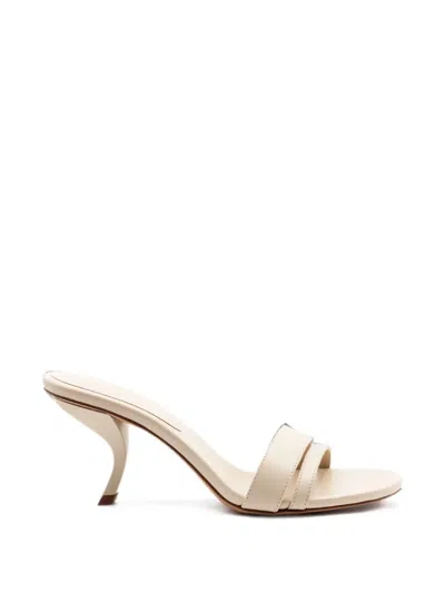 Gia Borghini Stiletto Double-strap Leather Sandals In Neutral