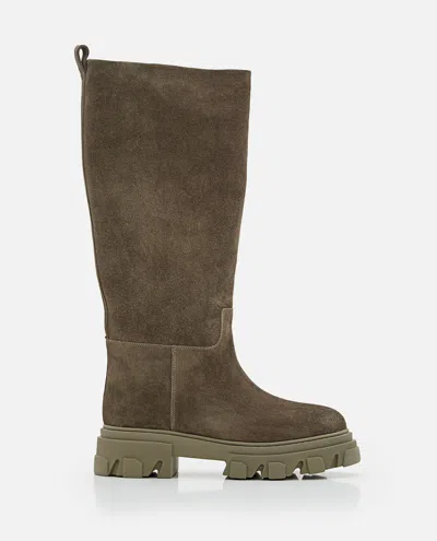 Gia Borghini Stivali Combat In Suede In Green