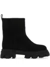 Gia Borghini Lug-sole Suede Ankle Boots In Black