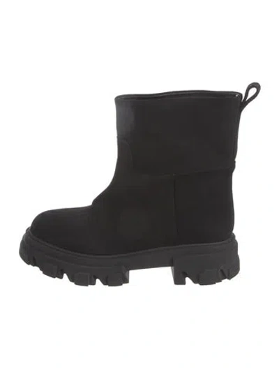 Pre-owned Gia Borghini Suede Rain Boots In Black