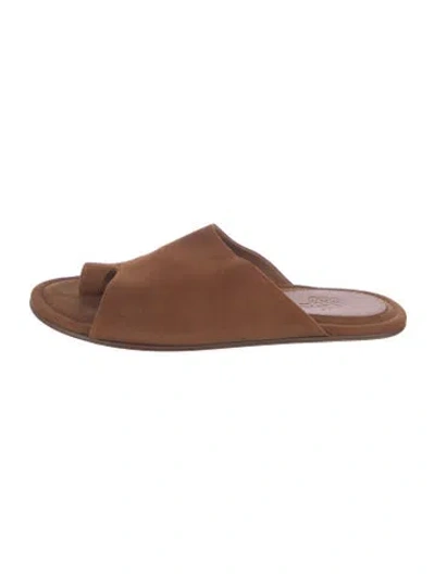Pre-owned Gia Borghini Suede Slides In Brown