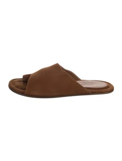Pre-owned Gia Borghini Suede Slides In Brown