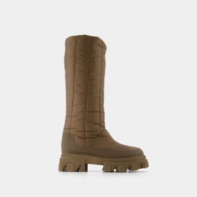 Gia Borghini Tall Puffer Boots In Brown