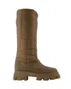 Gia Borghini Tall Puffer Boots In Khaki Poly In Green