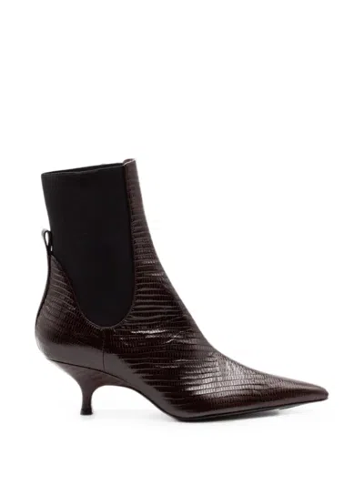 Gia Borghini Tara Reptile-effect Chelsea Ankle Boots In Brown