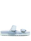 Gia Borghini Touch-strap Denim Slides In Blue