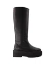Gia Borghini Black Leather Gia 16 Boots In Black