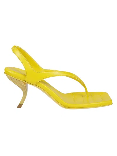 Gia Borghini Giaborghini Slingback Suede Sandals With Spool Heel 11 Cm In Yellow