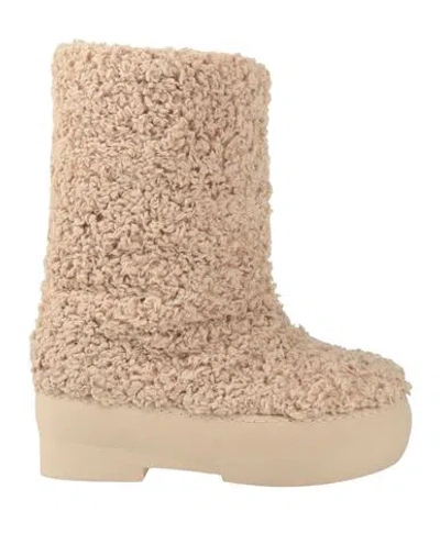 Gia Borghini Woman Ankle Boots Beige Size 8 Textile Fibers