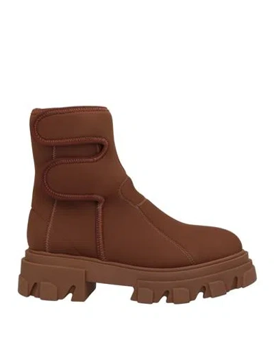 Gia Borghini Woman Ankle Boots Brown Size 6 Textile Fibers