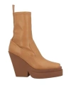 Gia Borghini Woman Ankle Boots Camel Size 11 Textile Fibers In Beige