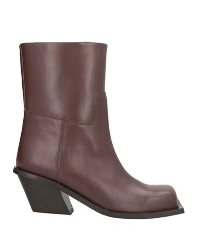 Gia Borghini Woman Ankle Boots Chocolate Brown Size 8 Calfskin