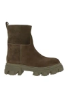 Gia Borghini Woman Ankle Boots Military Green Size 11 Calfskin