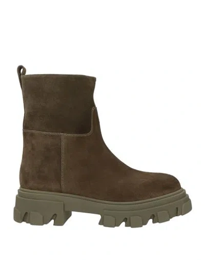 Gia Borghini Woman Ankle Boots Military Green Size 11 Calfskin