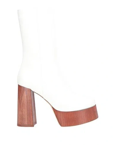 Gia Borghini Woman Ankle Boots Off White Size 11 Soft Leather