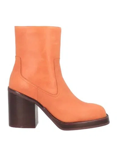 Gia Borghini Woman Ankle Boots Off White Size 7.5 Soft Leather In Orange