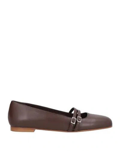 Gia Borghini Woman Ballet Flats Brown Size 8 Leather