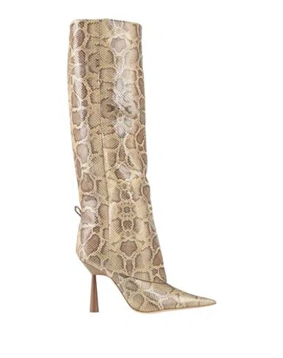 Gia Borghini Woman Boot Beige Size 8 Synthetic Material In Gold