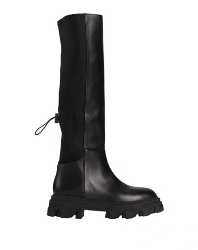 Gia Borghini Woman Boot Black Size 6 Soft Leather, Textile Fibers