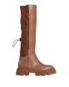 Gia Borghini Woman Boot Brown Size 5 Soft Leather, Textile Fibers