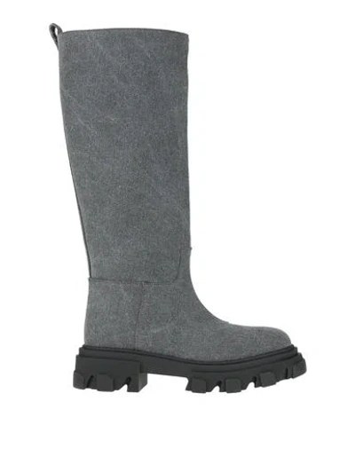 Gia Borghini Woman Boot Grey Size 8.5 Textile Fibers In Gray