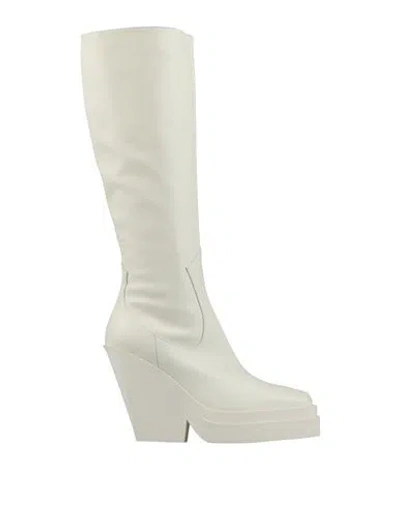 Gia Borghini Woman Boot Ivory Size 10 Leather In White