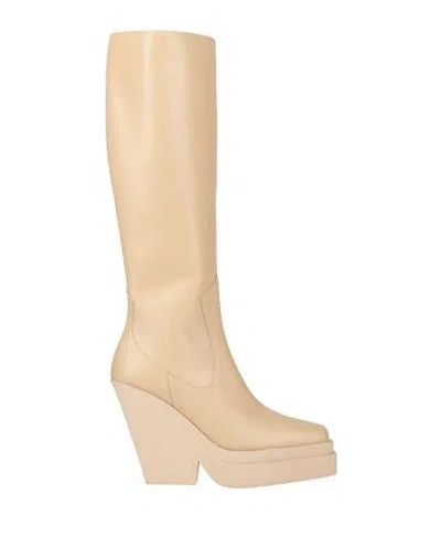 Gia Borghini Woman Boot Sand Size 7 Leather In Beige