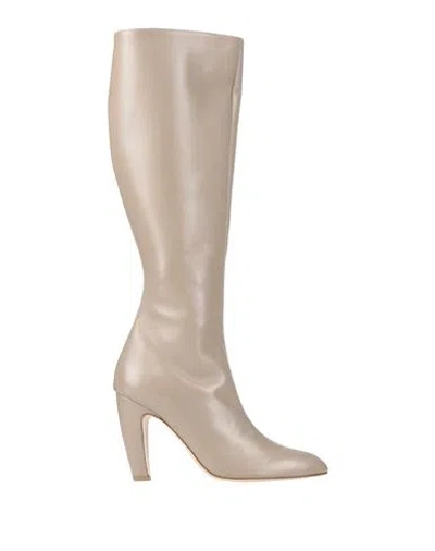 Gia Borghini Woman Boot Taupe Size 6 Calfskin In Gray