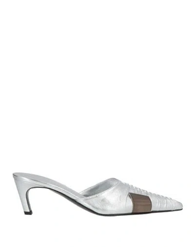 Gia Borghini Woman Mules & Clogs Silver Size 9 Leather