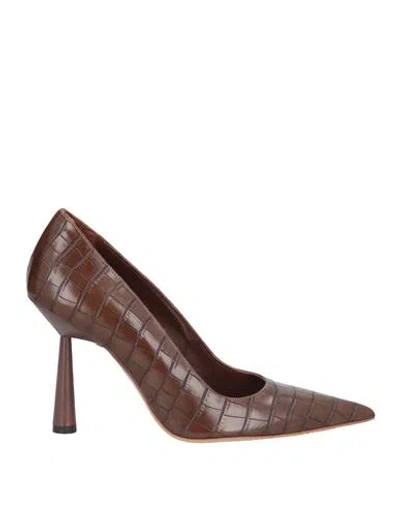Gia Borghini Woman Pumps Brown Size 10.5 Leather