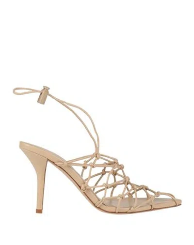 Gia Borghini Woman Sandals Beige Size 12 Leather In Neutral