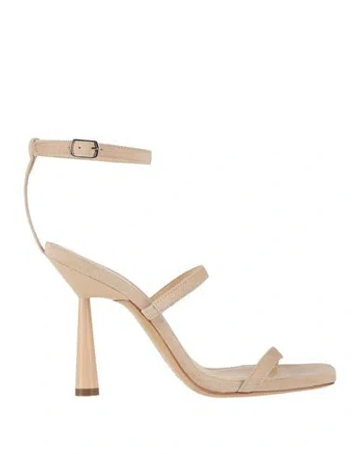 GIA BORGHINI GIA BORGHINI WOMAN SANDALS BEIGE SIZE 7.5 LEATHER