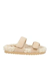 Gia Borghini "alvine" Open Toe Flat Sole Sandals In Beige