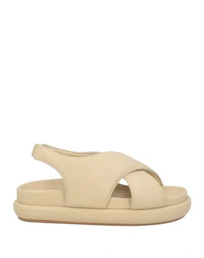 Gia Borghini Woman Sandals Beige Size 8 Leather