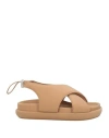 Gia Borghini Woman Sandals Beige Size 8 Textile Fibers