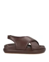 Gia Borghini Woman Sandals Chocolate Brown Size 8 Leather