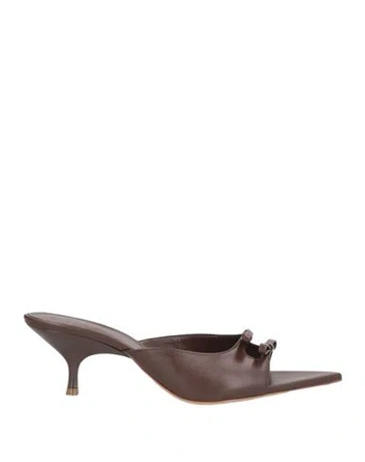 Gia Borghini Woman Sandals Dark Brown Size 6 Leather