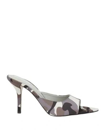 Gia Borghini Woman Sandals Grey Size 7.5 Textile Fibers In Gray