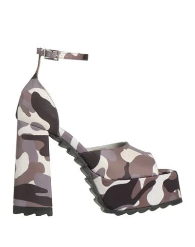 Gia Borghini Woman Sandals Grey Size 8 Textile Fibers In Gray