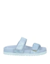 Gia Borghini Touch-strap Denim Slides In Blue