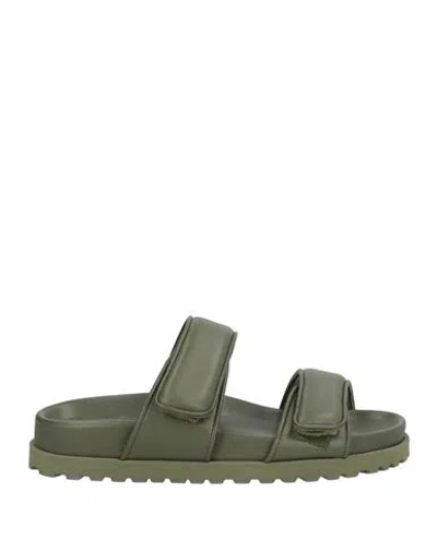 Gia Borghini Woman Sandals Military Green Size 7 Leather