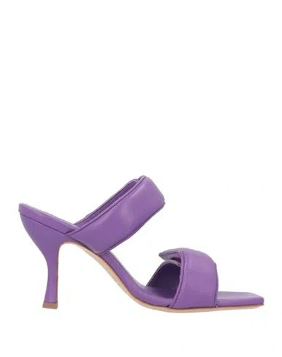 Gia Borghini Woman Sandals Purple Size 8 Leather