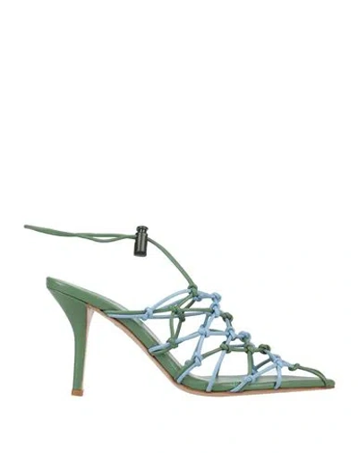 GIA BORGHINI GIA BORGHINI WOMAN SANDALS SAGE GREEN SIZE 8 SOFT LEATHER