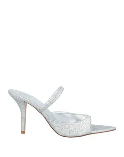 Gia Borghini Woman Sandals Silver Size 6 Textile Fibers In Metallic