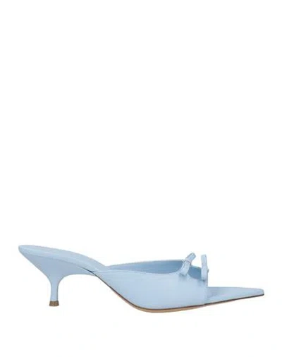Gia Borghini Woman Sandals Sky Blue Size 10.5 Leather