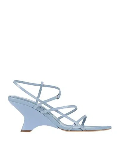 Gia Borghini Woman Sandals Sky Blue Size 8.5 Leather