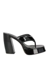 Gia Borghini Woman Thong Sandal Black Size 8 Leather In Black
