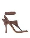 Gia Borghini Woman Thong Sandal Cocoa Size 6 Soft Leather In Brown