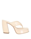 Gia Borghini Woman Thong Sandal Ivory Size 7.5 Leather In White
